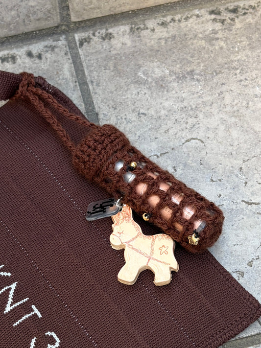 Lip Balm Case -Dark Brown Wool-